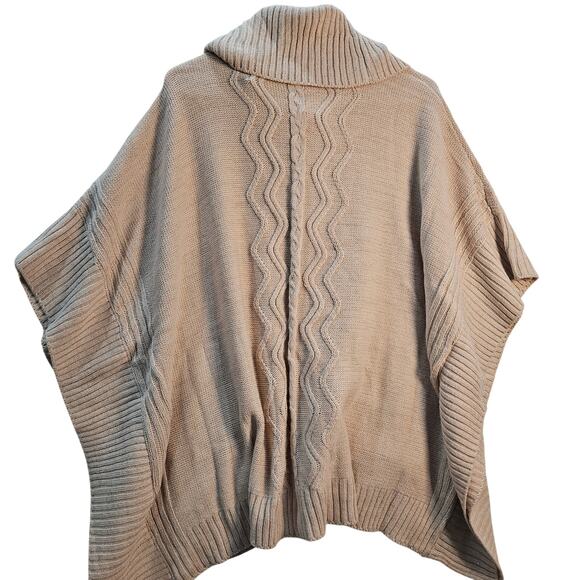 Black Rivet NWT Pink Gold Flecks Cable Knit Poncho Cowl Neck Sweater L/XL - Picture 9 of 9